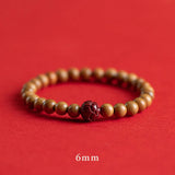 Vintage Peach Wood Lotus Sand Bracelet Unisex Jewelry