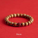 Vintage Peach Wood Lotus Sand Bracelet Unisex Jewelry