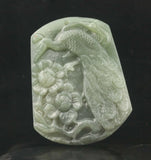 Hetian Jade Flower & Peacock Pendant