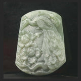 Hetian Jade Flower & Peacock Pendant