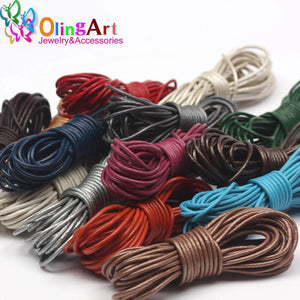 OlingArt 1.5mm 10M Round Pearl Leather Cord DIY Necklace Bracelet