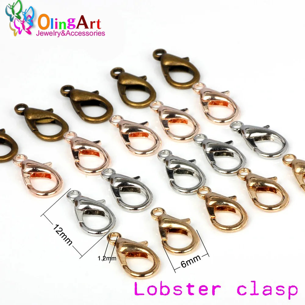OlingArt Lobster Clasps Bronze/Gold/Silver Hooks for DIY Jewelry Making