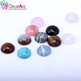 OlingArt 15mm 6pcs Semi-precious Stones Ring Semi-circular Flat Mixed