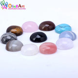 OlingArt 15mm 6pcs Semi-precious Stones Ring Semi-circular Flat Mixed