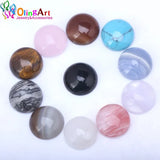 OlingArt 15mm 6pcs Semi-precious Stones Ring Semi-circular Flat Mixed