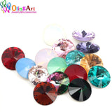 OlingArt 16pcs Puntsteen Crystal Rivoli (12MM) 5 Stuks (Crystal Shine)