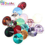 OlingArt 16pcs Puntsteen Crystal Rivoli (12MM) 5 Stuks (Crystal Shine)