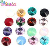 OlingArt 16pcs Puntsteen Crystal Rivoli (12MM) 5 Stuks (Crystal Shine)
