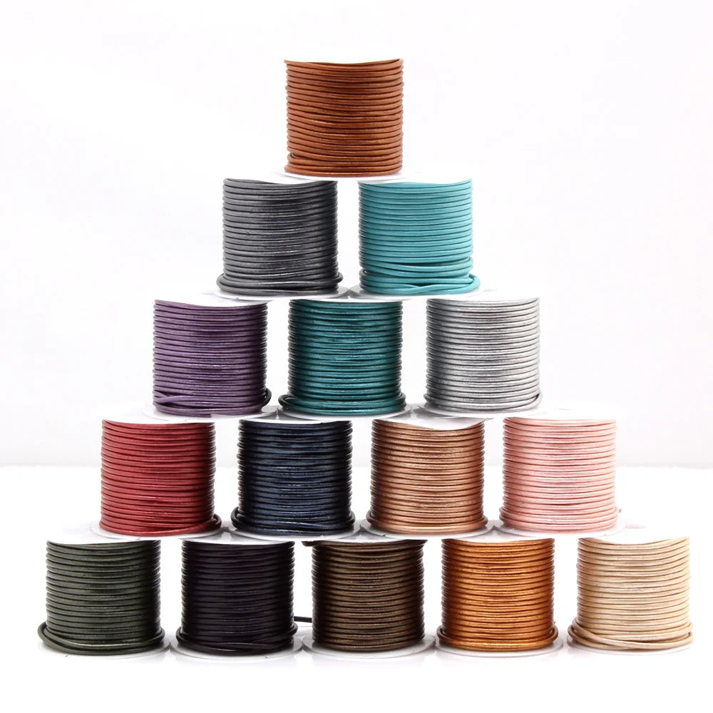2mm Multicolor Round Leather Cord 5M/lot DIY Jewelry Making