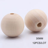 OlingArt 30MM 12pcs Natural Wooden Round Beads DIY Crafts Jewelry Making