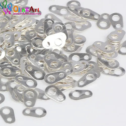 Plated Silver Metal Crimp End Caps Beads for DIY Jewelry Making