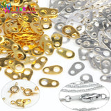 Plated Silver Metal Crimp End Caps Beads for DIY Jewelry Making