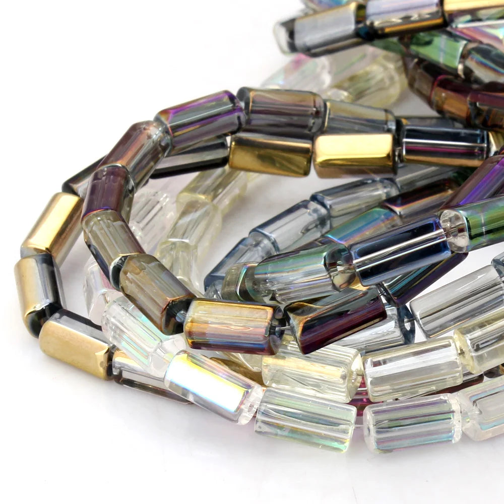 OlingArt Rectangle Glass Beads 36pcs/lot Multicolored Spacer DIY Jewelry Making