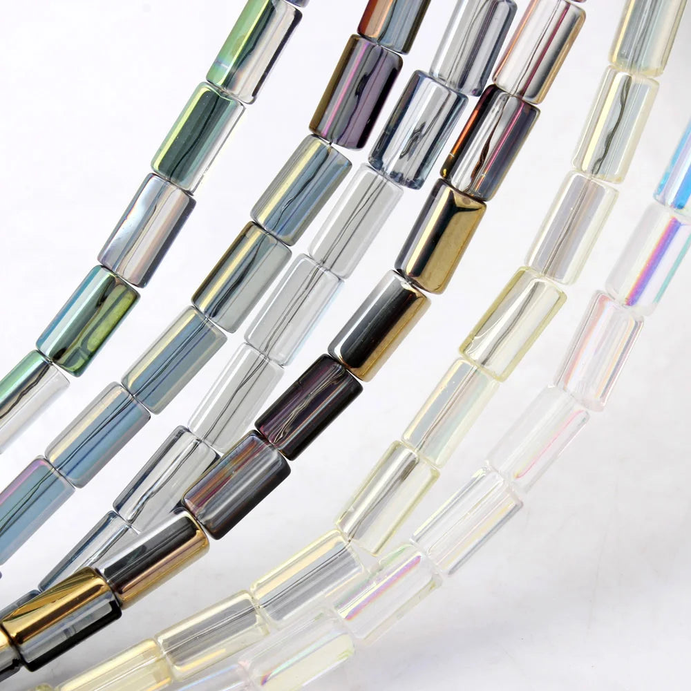 OlingArt Rectangle Glass Beads 36pcs/lot Multicolored Spacer DIY Jewelry Making