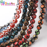 Tibetan Dzi Eyes Beads Green Agat Stone 8MM Round Loose Beads