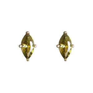 Olive Green Horse Eye Diamond S925 Silver Ear Studs Green Zircon Earrings