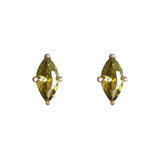 Olive Green Horse Eye Diamond S925 Silver Ear Studs Green Zircon Earrings