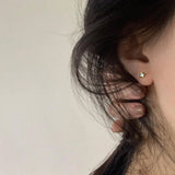 Olive Green Horse Eye Diamond S925 Silver Ear Studs Green Zircon Earrings