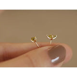Olive Green Horse Eye Diamond S925 Silver Ear Studs Green Zircon Earrings