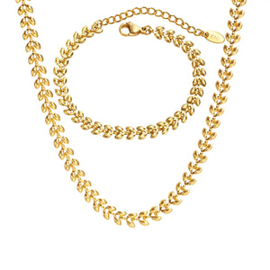 Olive Leaf Chain Necklace, Stainless Steel Jewelry