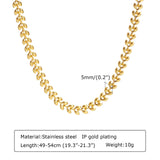 Olive Leaf Chain Necklace, Stainless Steel Jewelry