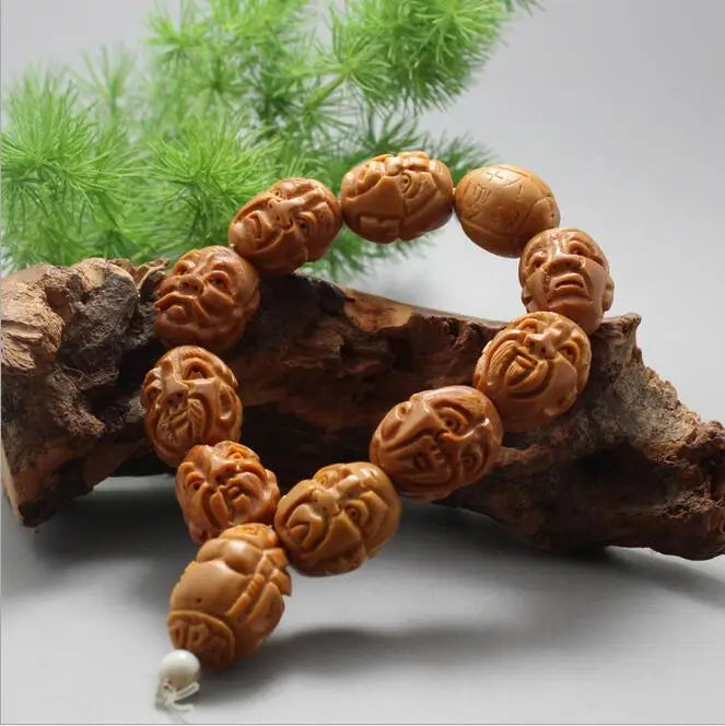 Olive Nuclear Carving Eighteen Arhats Tibetan Bracelet