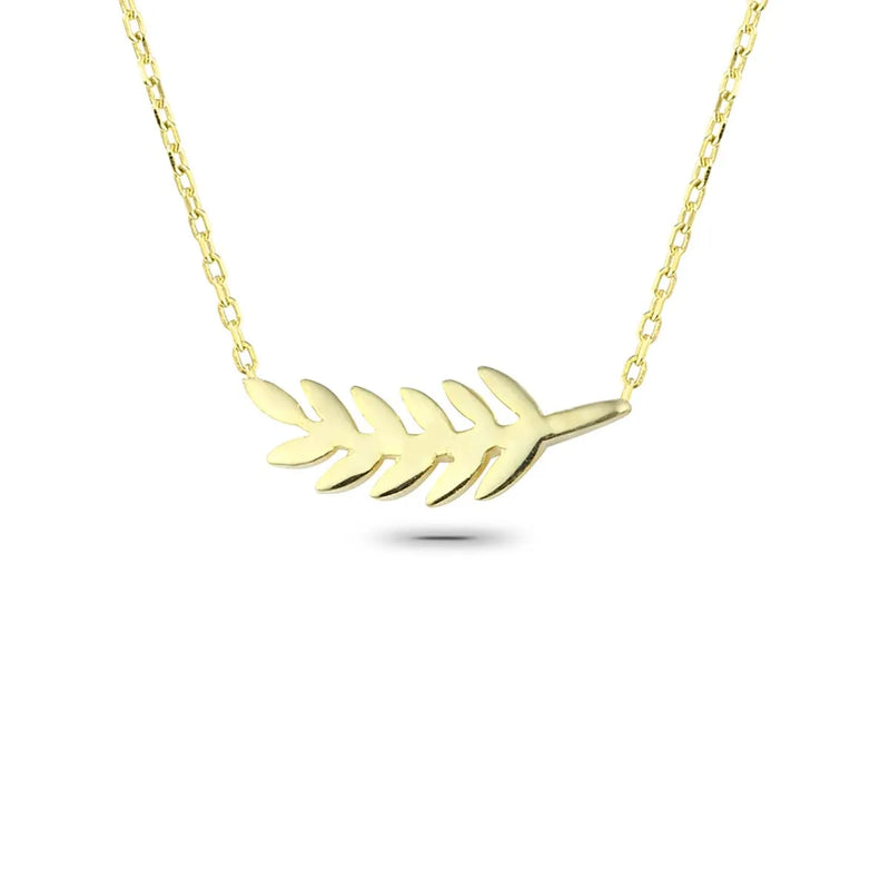 Sterling Silver Pendant Necklace with Olive Oil Leaf Design