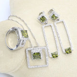 Olive Peridot Zircon Silver 925 Jewelry Set for Women Bridal Gift