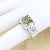 Olive Peridot Zircon Silver 925 Jewelry Set for Women Bridal Gift