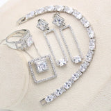 Olive Peridot Zircon Silver 925 Jewelry Set for Women Bridal Gift
