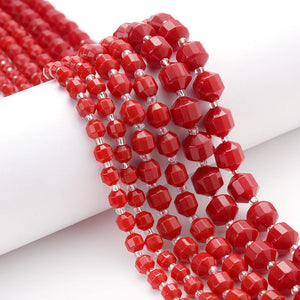 Red Corals Faceted Beads 6 8 10mm for Jewelry Making