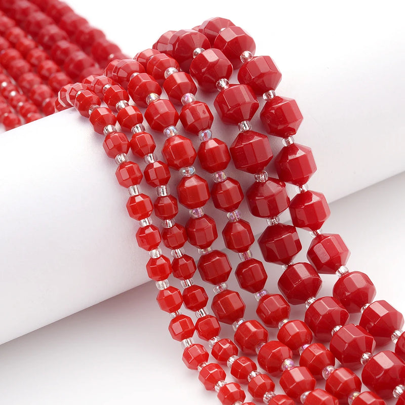 Red Corals Faceted Beads 6 8 10mm for Jewelry Making