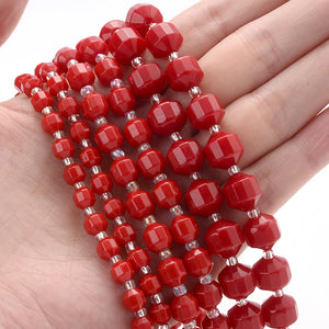 Red Corals Faceted Beads 6 8 10mm for Jewelry Making