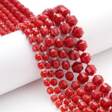 Red Corals Faceted Beads 6 8 10mm for Jewelry Making