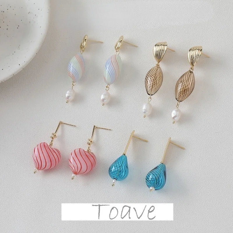 Colored Glass Ball Beads Retro DIY Earrings Necklace Material
