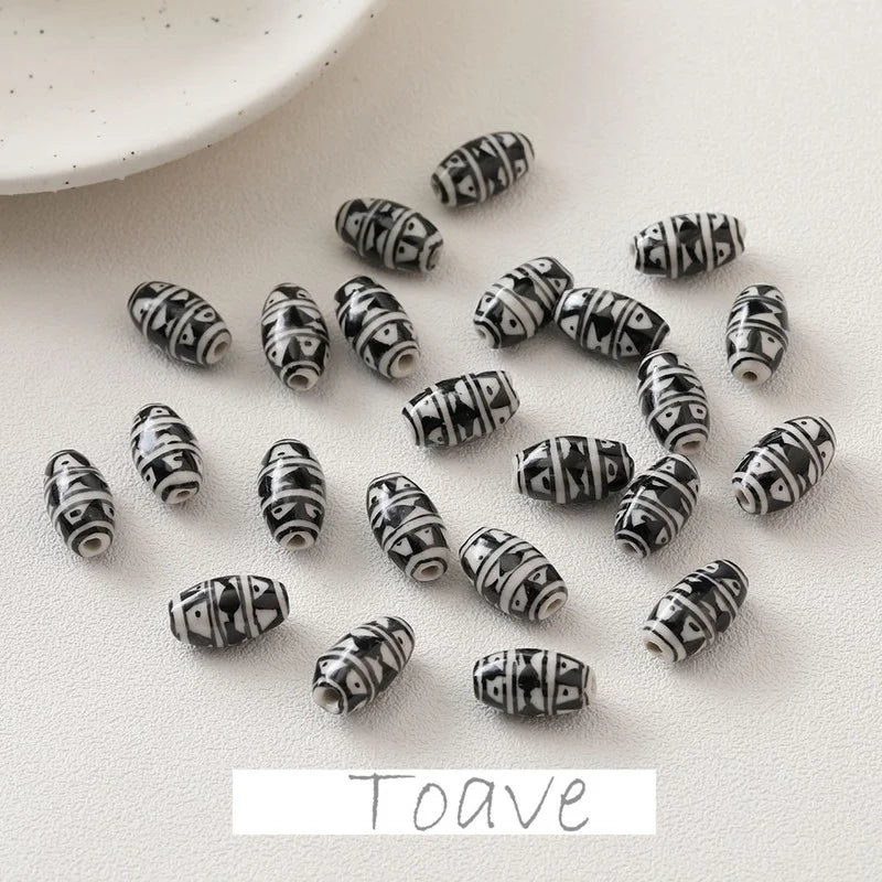 Hand-painted Ceramic Beads for DIY Necklace Earrings