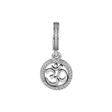 Om Symbol Dangle Charms 925 Sterling Silver CZ Beads Women DIY Jewelry