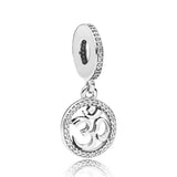 Om Symbol Dangle Charms 925 Sterling Silver CZ Beads Women DIY Jewelry