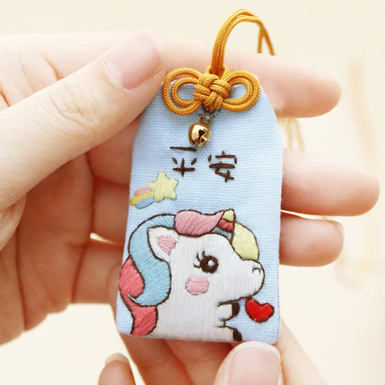 DIY Embroidery Lucky Amulet Cross Stitch Couples Pendant Keychain