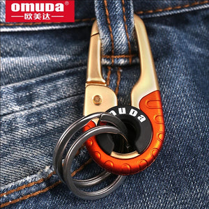 Golden Keychain Couple Car Key Ring Stainless Steel Double Ring