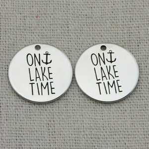 Lake Time Pendant, Silver Necklace, DIY Jewelry, 5Pcs/Lot