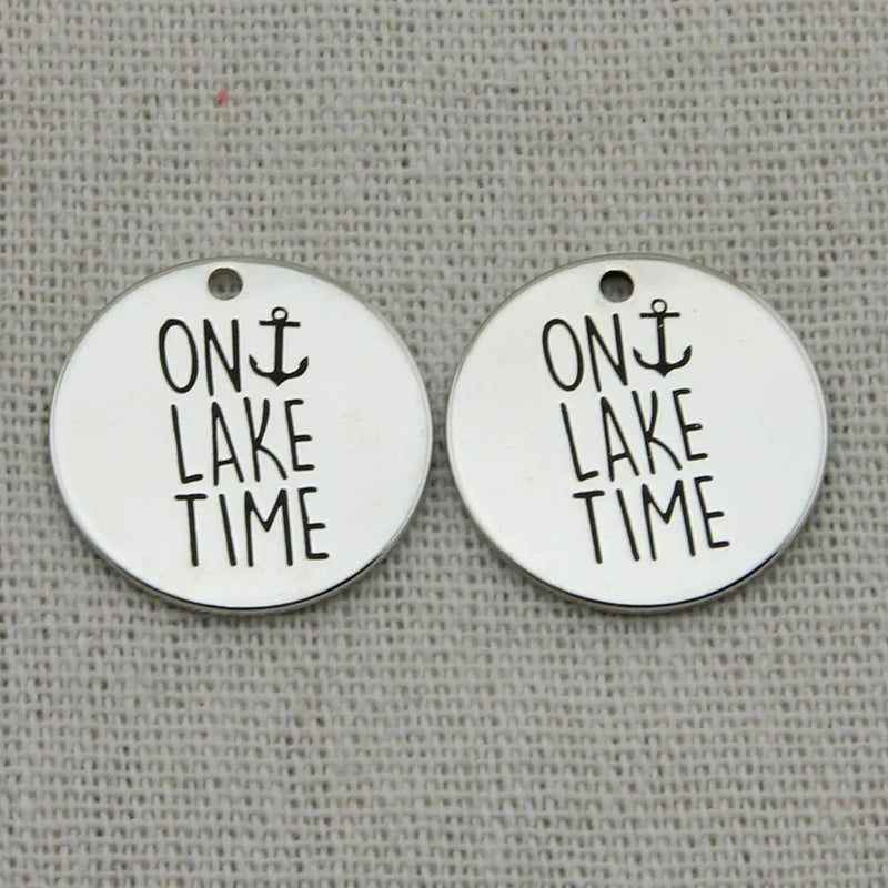 Lake Time Pendant, Silver Necklace, DIY Jewelry, 5Pcs/Lot