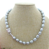 Gray Pink Purple Rice Pearl Necklace