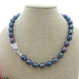 Gray Pink Purple Rice Pearl Necklace