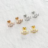 Stainless Steel Zirconia Crystal Stud Earrings - Christams Gift