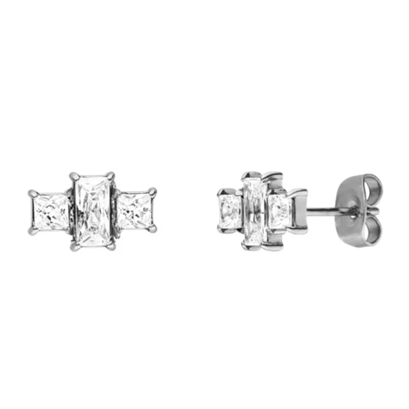 Stainless Steel Zirconia Crystal Stud Earrings - Christams Gift