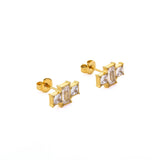 Stainless Steel Zirconia Crystal Stud Earrings - Christams Gift