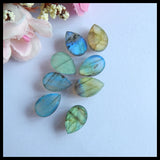 6 PCS Labradorite Teardrop Cabochons Beads for DIY Jewelry