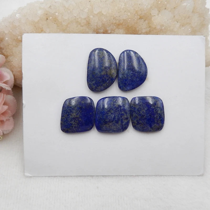 5PCS Lapis Lazuli Oval Gemstones Cabochons for DIY Jewelry 19x18x4mm 23x16x5mm