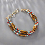 Czech Glass Beads Bracelet with Synthetic Stone